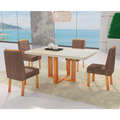  Mesa de Jantar Rimini com Tampo 180x90, 6 cadeiras |Bom Pastor