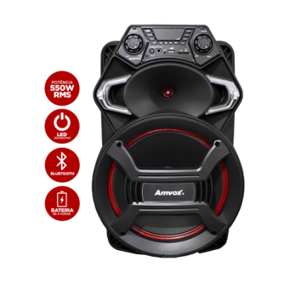 Caixa Amplificada ACA 550 Strondo II Amvox - Potência 550W, Função Power X, Bluetooth, USB