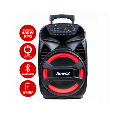 Caixa Amplificada Amvox ACA480 Viper 480W RMS, Bluetooth, Função Power X