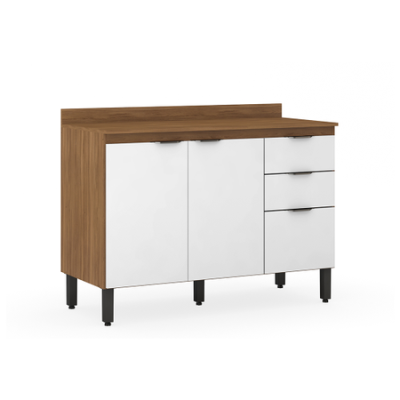  Balcão Firenze 120cm com Tampo, Estrutura em MDP, 3 Portas, Corrediças Metálicas - Demóbile