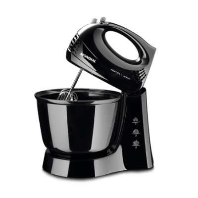 Batedeira Mondial B44B Black - 400W, 03 Velocidades, Função Pulsar, 01 Tigela