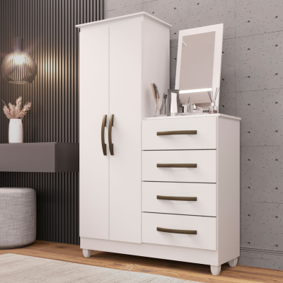 Cômoda Multiuso Solteiro Linda com Espelho - Imop
