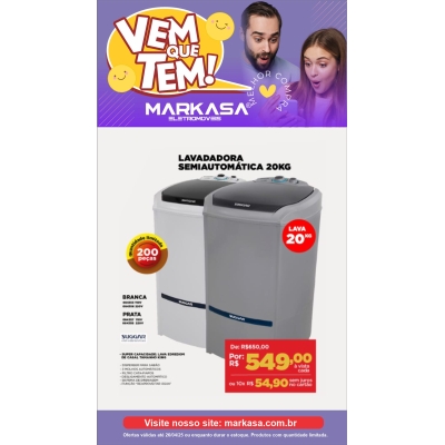 Tanquinho Máquina de Lavar Semi automática 20kg Lavamax Branca | Suggar