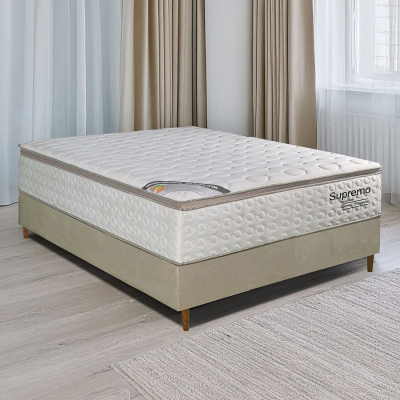 Conjunto Box Supremo D45 Casal 138cm, com pillow, Molas ensacadas - Bom Pastor