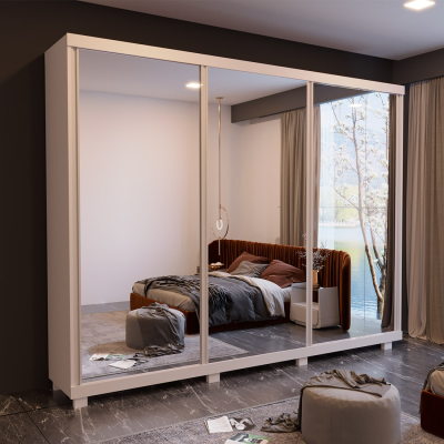  Guarda Roupa Casal Raissa 3 Portas de correr, 100% MDF, 8 gavetas | Bom Pastor