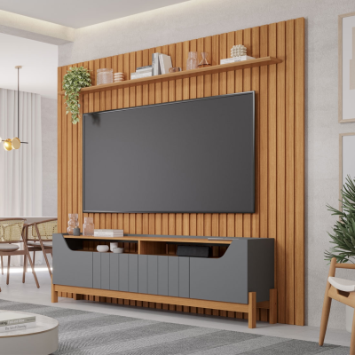  Rack / Bancada com Painel Moema, 100% MDF, para Tvs até 75