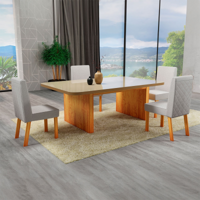 Mesa de Jantar Rimini com Tampo 130x90, 4 cadeiras |Bom Pastor