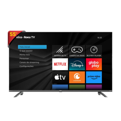  Smart TV Led 55' 4K Philco PTV55G3ERSGB Roku TV Dolby Audio, Conexão com Alexa e Google Assistente