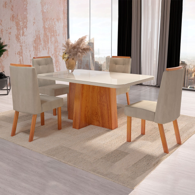 Mesa de Jantar Space 120X80 com 4 cadeiras Fly Luxo - Bom Pastor