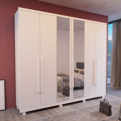 Guarda Roupa Casal Primore 6 Portas, 100% MDF, 6 gavetas, Espelho externo | Bom Pastor
