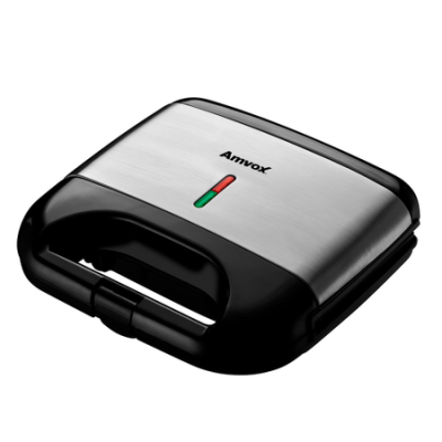 Sanduicheira AMS500 Black AMVOX - Potência 750W, Chapa Grill, Superfície Antiaderente