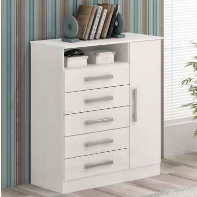 Cômoda ACP Madri - 5 Gavetas C/ Sapateira - Branco