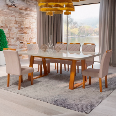 Mesa de Jantar Sofistic com 6 cadeiras Malibu Lord - Bom Pastor